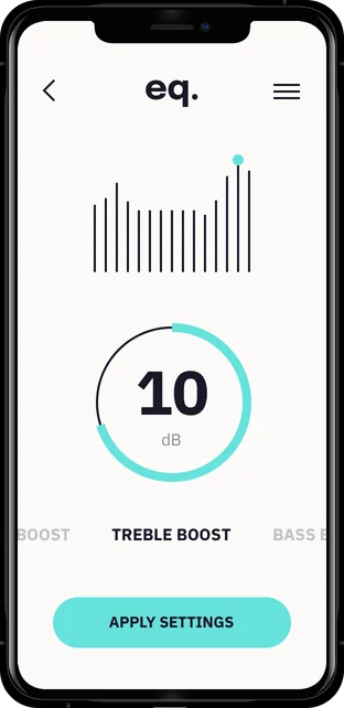 The equalizer app boosting treble by 10 dB